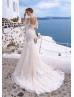 Ivory Lace Strapless Wedding Dress With Cape